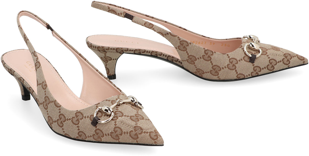 GUCCI Tan Fabric Slingback Pumps for Women