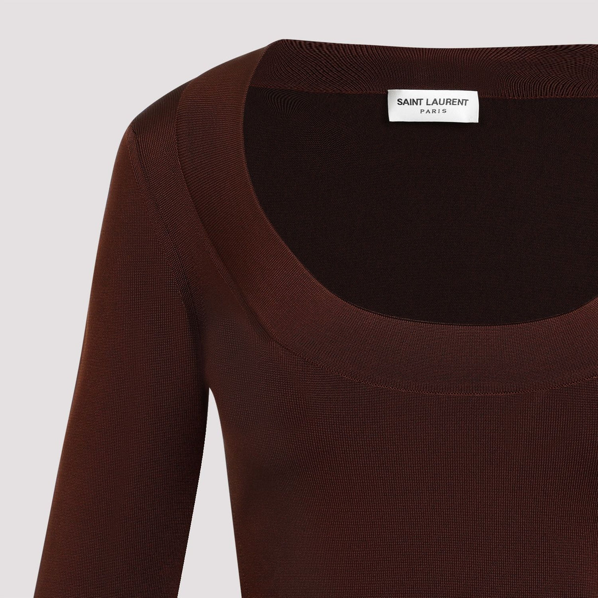 SAINT LAURENT Elegant Mini Dress in Rich Brown