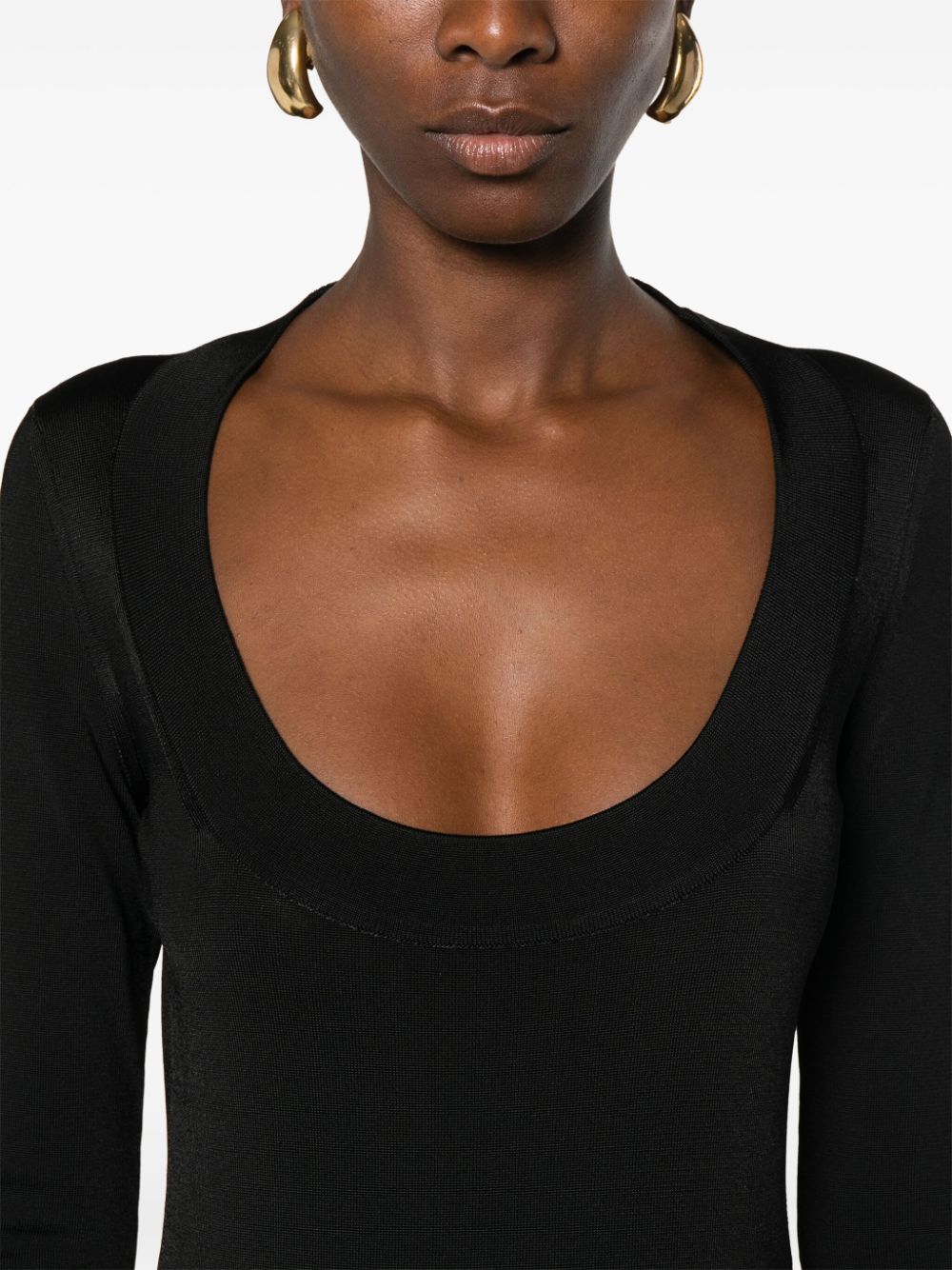 SAINT LAURENT Sleek Black Square Neck Dress | SS24 Collection