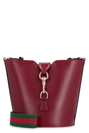 GUCCI Maroon Mini Leather Bucket Bag with Silver-Tone Hardware and Adjustable Strap
