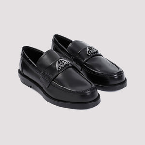 Giày Lười Slip-On Màu Đen Cá Tính Có Phụ Kiện Bạc Sang Trọng