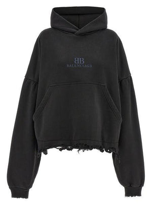 BALENCIAGA Urban Noir Cropped Hoodie for Men