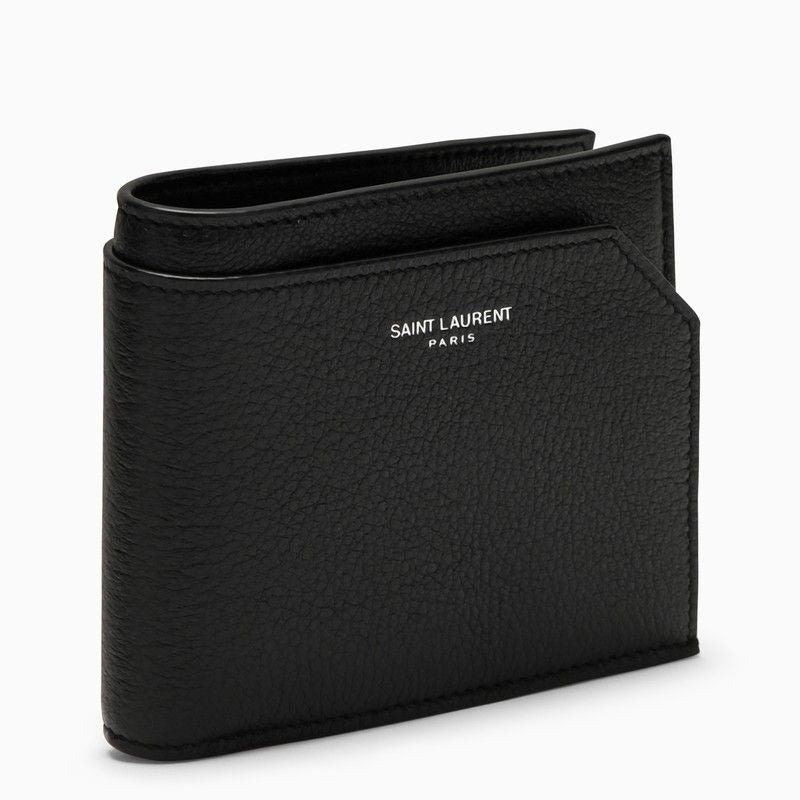 SAINT LAURENT Mini Grained Leather East/West Wallet with Coin Purse