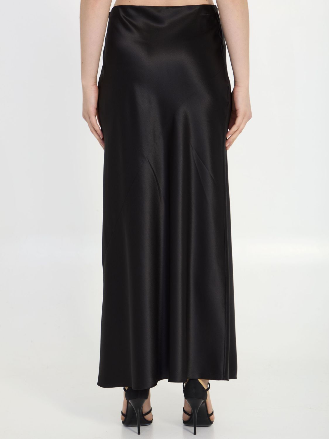 SAINT LAURENT Black Silk Long Skirt for Women - SS24 Collection