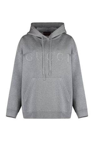 Áo Hoodie Nữ Có Logo Nổi Màu Xám