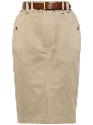 SAINT LAURENT High-Waisted Gabardine Pencil Skirt with Belt