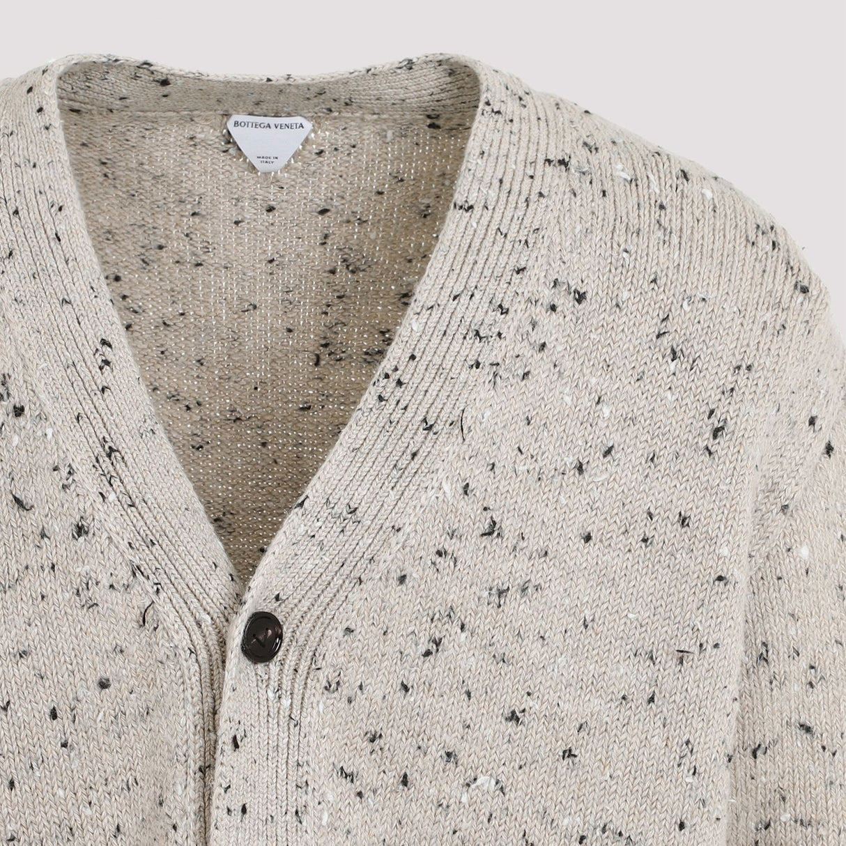 BOTTEGA VENETA Men's Gray Embroidered Linen Cardigan for SS24