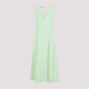 BOTTEGA VENETA Green Compact Cotton Midi Dress - SS24 Collection