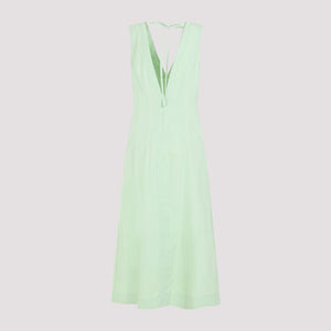 BOTTEGA VENETA Green Compact Cotton Midi Dress - SS24 Collection