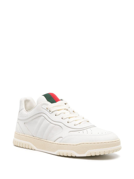 GUCCI Elegant Leather White Sneakers with Quilted Detail