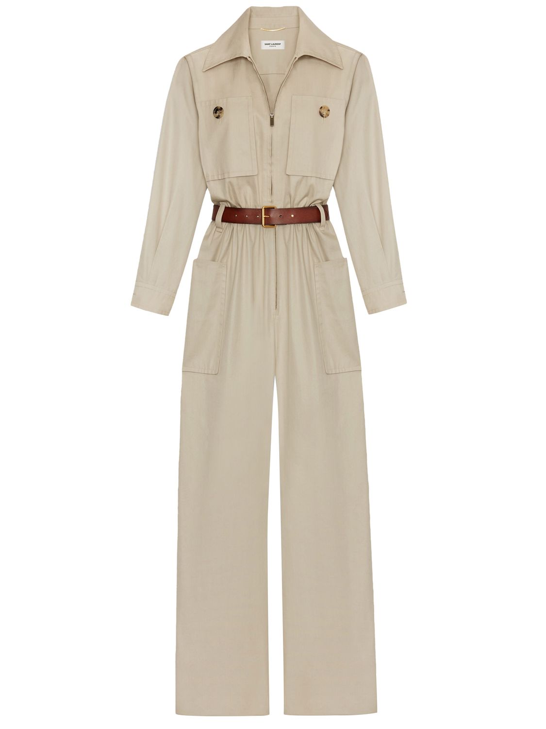 SAINT LAURENT Belted Organic Cotton Jumpsuit for Women