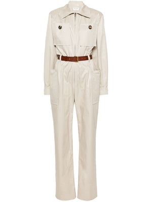 SAINT LAURENT Belted Cotton Jumpsuit for Women