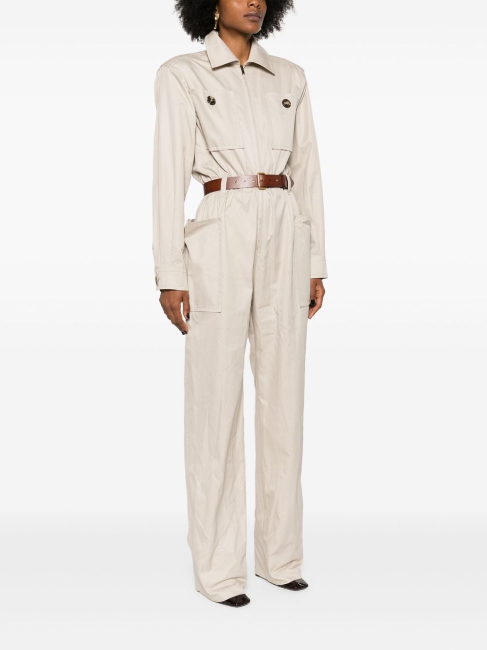 SAINT LAURENT Belted Cotton Jumpsuit for Women