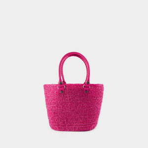 BALENCIAGA Transparent Pink Raffia Shoulder Bag for Women