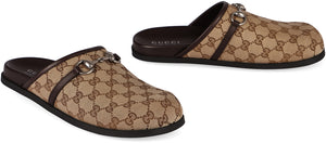 GUCCI Men's Elegant Leather and Fabric Sandals with Horsebit Detail