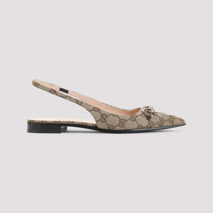 GUCCI Erin GG Canvas Flat Slingback Sandals