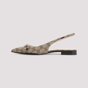 GUCCI Erin GG Canvas Flat Slingback Sandals