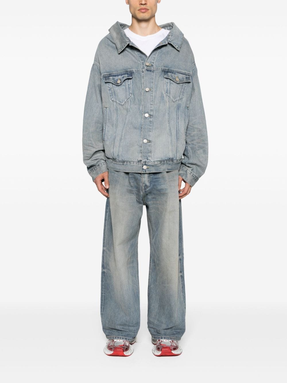 BALENCIAGA Light Blue Off Shoulder Jacket for Men