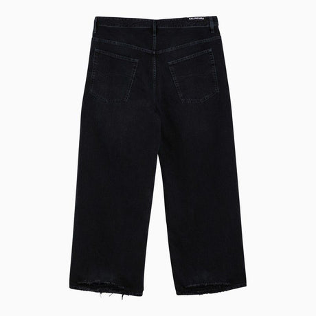 BALENCIAGA Dark Blue Cotton Denim Baggy Jeans for Men - SS24