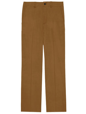 SAINT LAURENT Brown Cotton Twill Pants for Women - Mid-Rise, Zip and Button Closure, Regular Fit