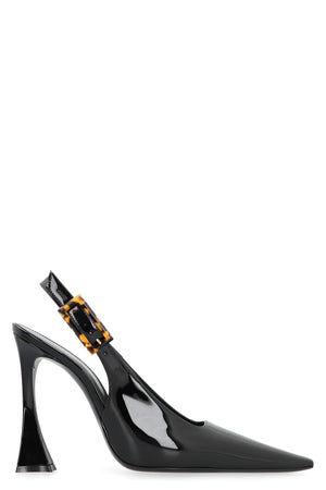 SAINT LAURENT Elegant Patent Leather Slingback Pumps with Pointy Toe