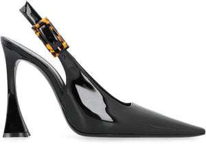 SAINT LAURENT Elegant Patent Leather Slingback Pumps with Pointy Toe