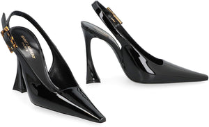 SAINT LAURENT Elegant Patent Leather Slingback Pumps with Pointy Toe