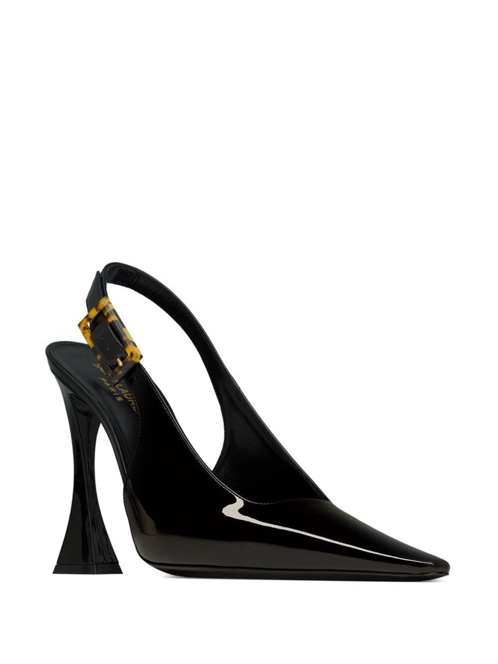 SAINT LAURENT Sculpted High Heel Patent Leather Slingback Pumps