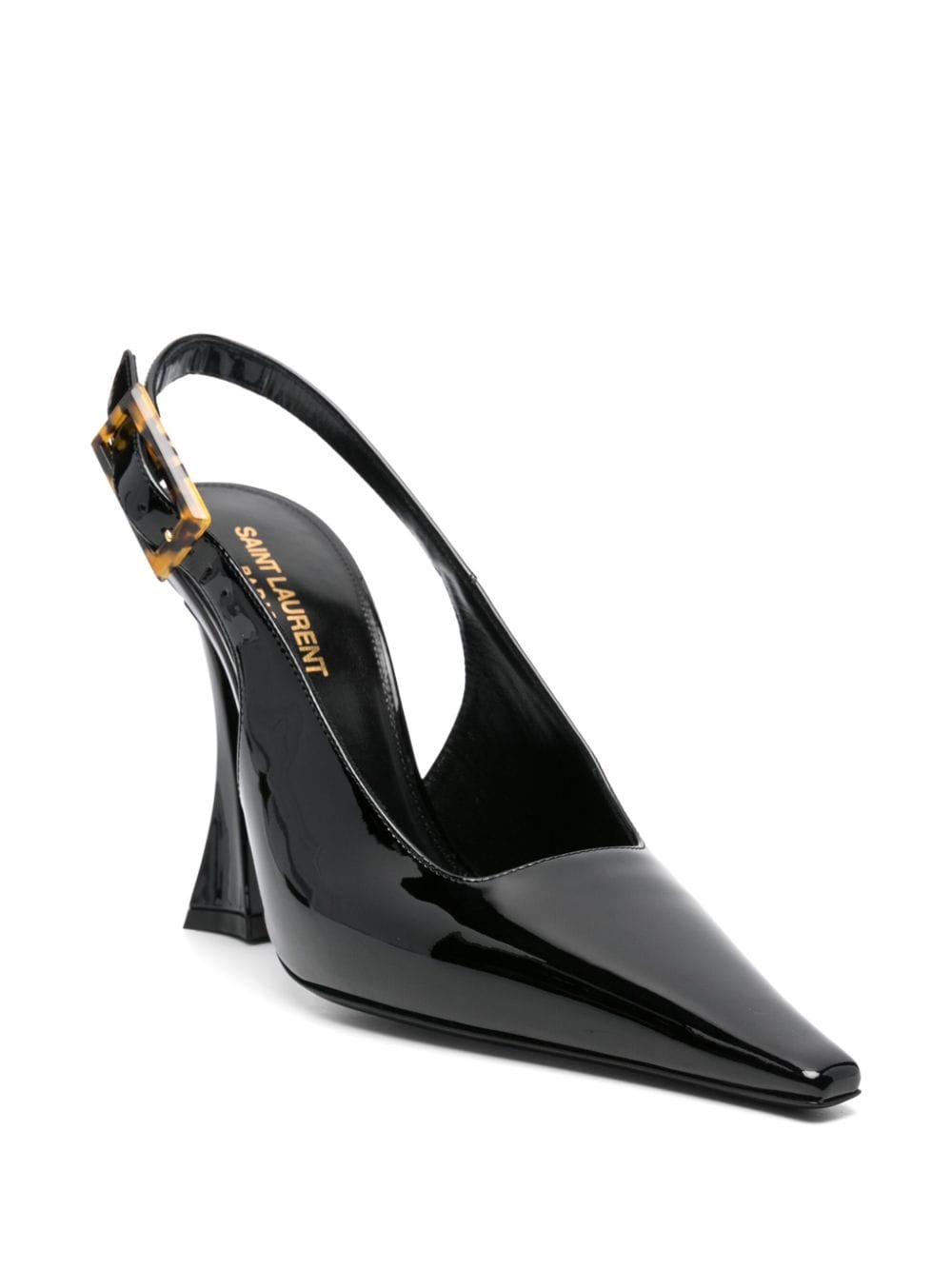 SAINT LAURENT Sculpted High Heel Patent Leather Slingback Pumps