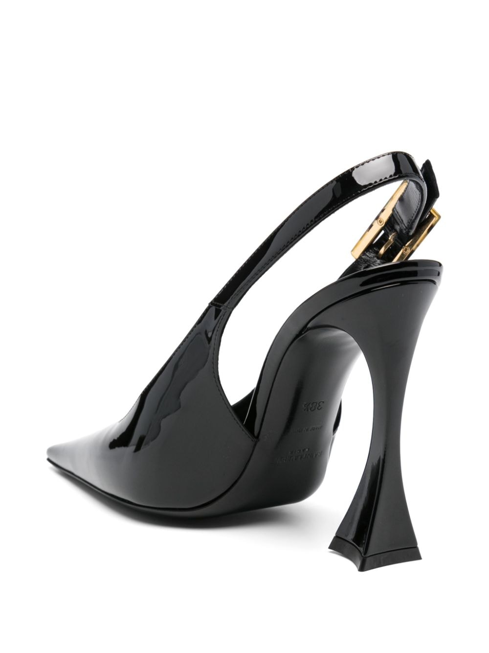 SAINT LAURENT Sculpted High Heel Patent Leather Slingback Pumps