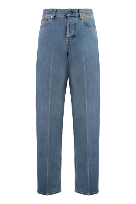 GUCCI Straight-Leg Denim Jeans with Leather Accents