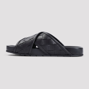 BOTTEGA VENETA Tarik Luxe Leather Sandals - Black