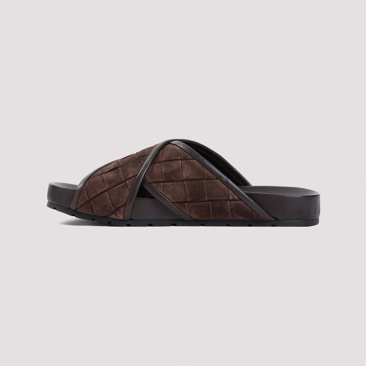 BOTTEGA VENETA Criss Cross Brown Men's Sandals for SS24