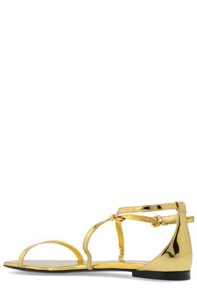 ALEXANDER MCQUEEN Gold Leather Sandals for Women - SS24 Collection