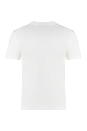 GUCCI SS24 White Cotton Crew-Neck Top with Ribbed Neckline