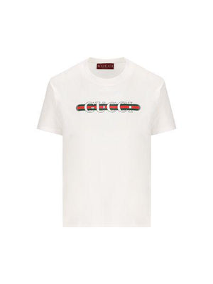 Áo Thun Nữ Cotton Trắng In Logo Gucci - Thu Đông 24
