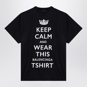 BALENCIAGA Keep Calm Graphic Black T-Shirt