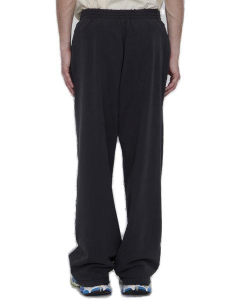 BALENCIAGA  BLACK COTTON BAGGY TROUSERS WITH WEAR