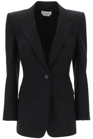 ALEXANDER MCQUEEN Tailored Black Fitted Jacket with Bustier Details for Women