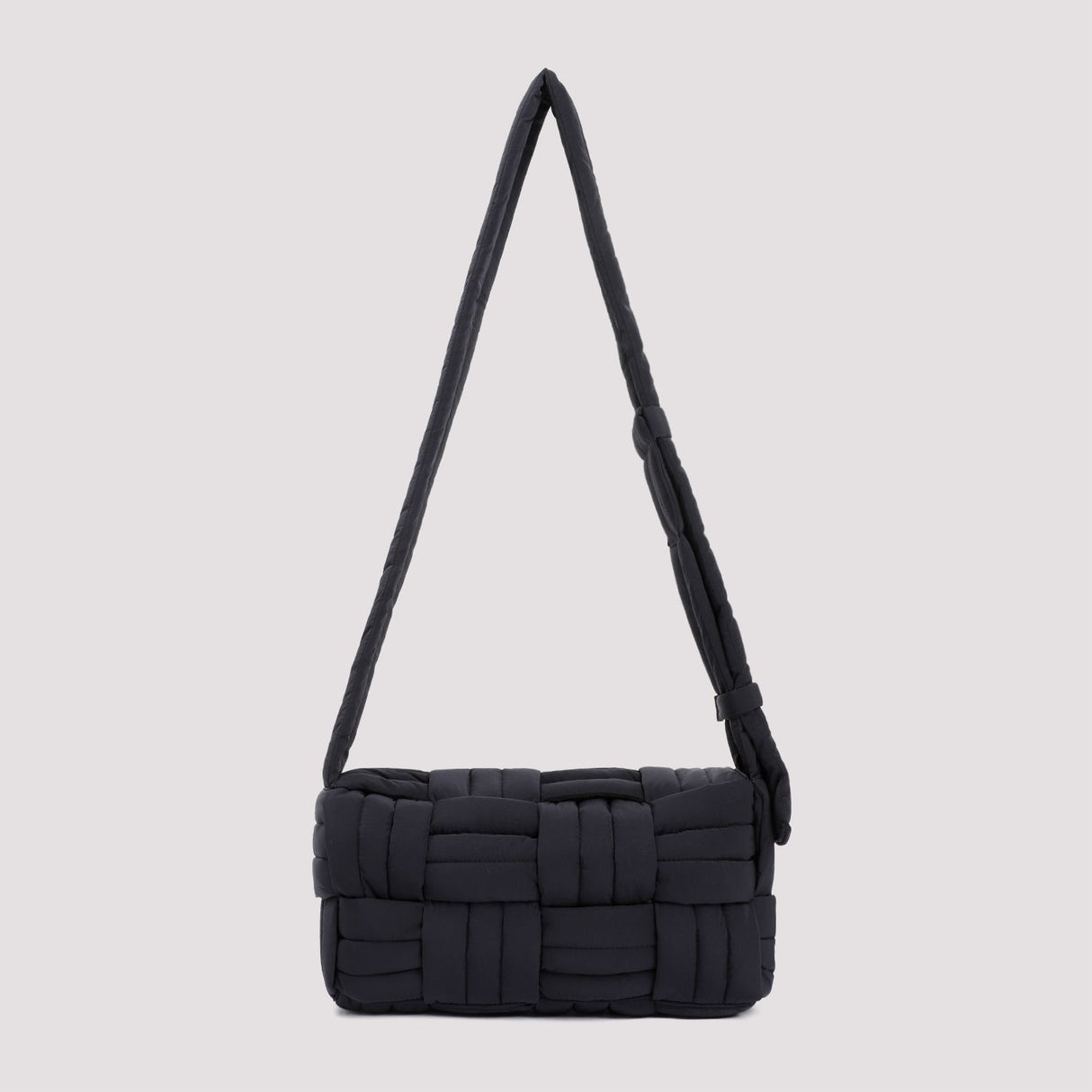 BOTTEGA VENETA Stylish Black Tech Cassette Stitch Shoulder Handbag for Men