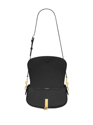 SAINT LAURENT Mini Black Handbag with Gold Accents