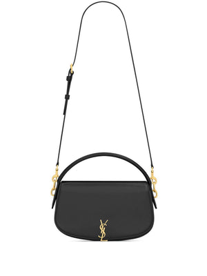 SAINT LAURENT Mini Black Handbag with Gold Accents