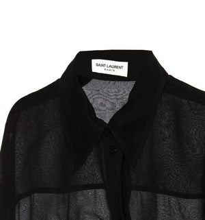 SAINT LAURENT Elegant Black Silk Pleated Shirt