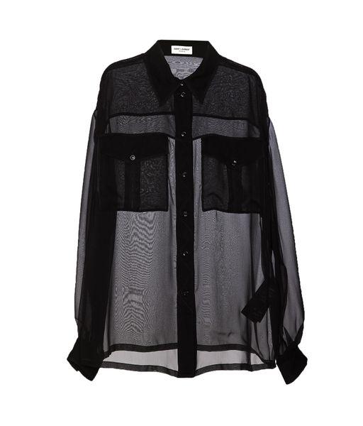 SAINT LAURENT Elegant Black Silk Pleated Shirt