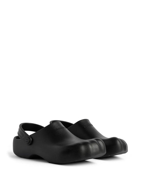 BALENCIAGA Men's Black Slip-On Sandal with Five-Toe Design and Logo Strap