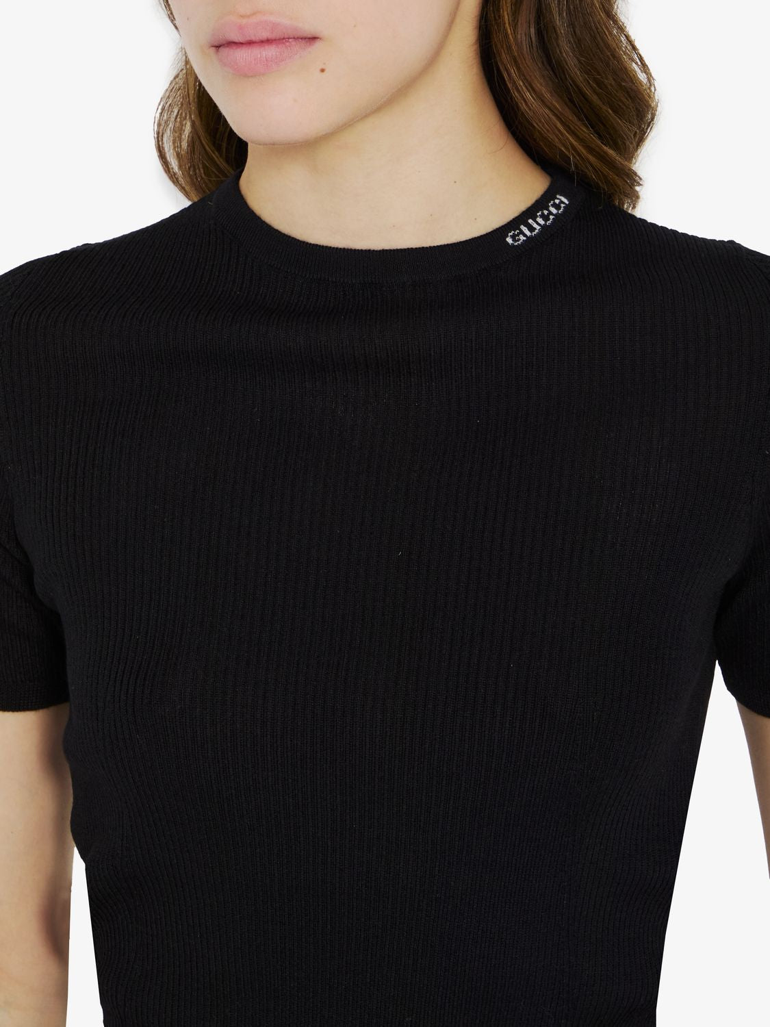 GUCCI Elegant Black Wool-Silk Crewneck Top