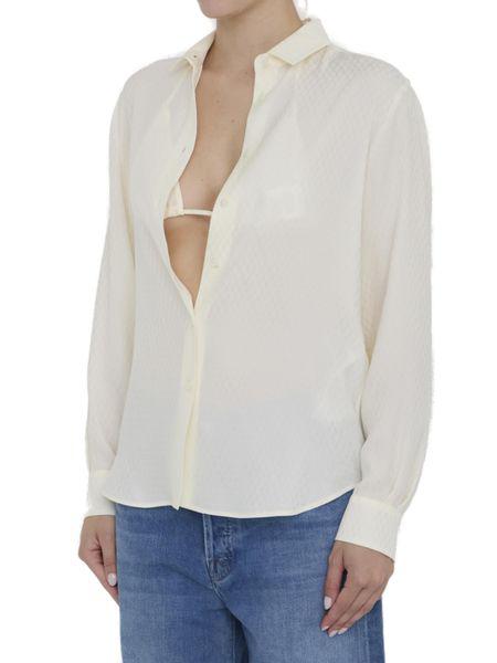 GUCCI Elegant Ivory Silk Shirt and Bra Ensemble