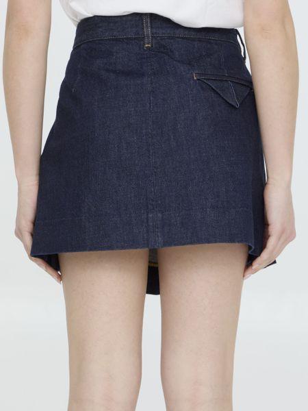 BOTTEGA VENETA Indigo Wash Pleated Denim Skirt for Women