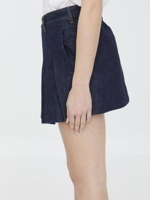 BOTTEGA VENETA Indigo Wash Pleated Denim Skirt for Women