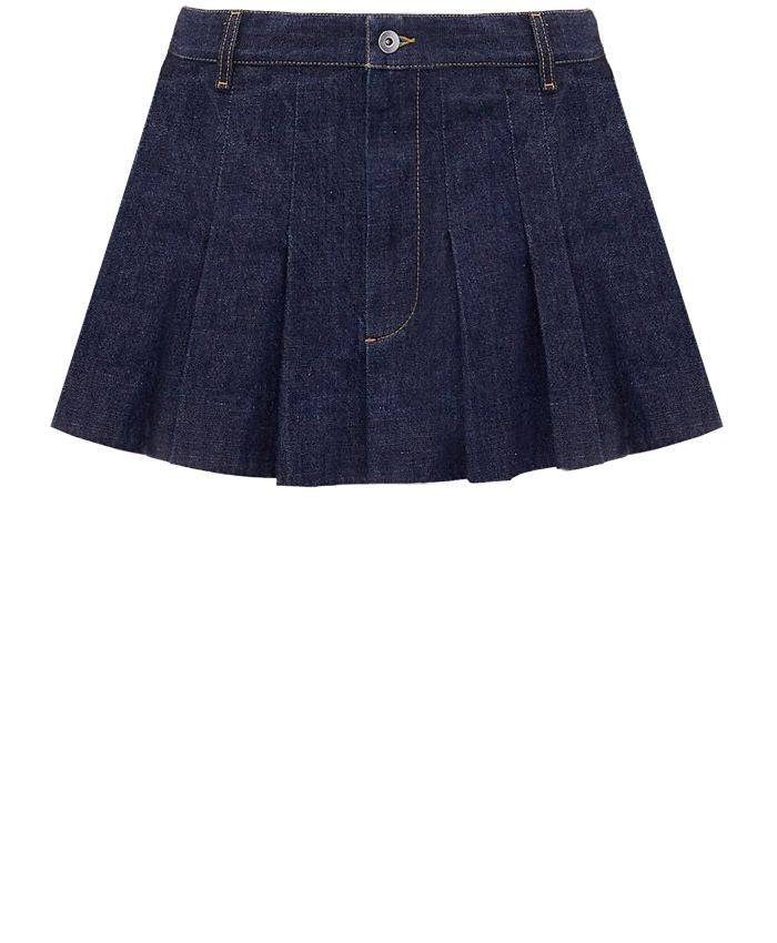 BOTTEGA VENETA Indigo Wash Pleated Denim Skirt for Women